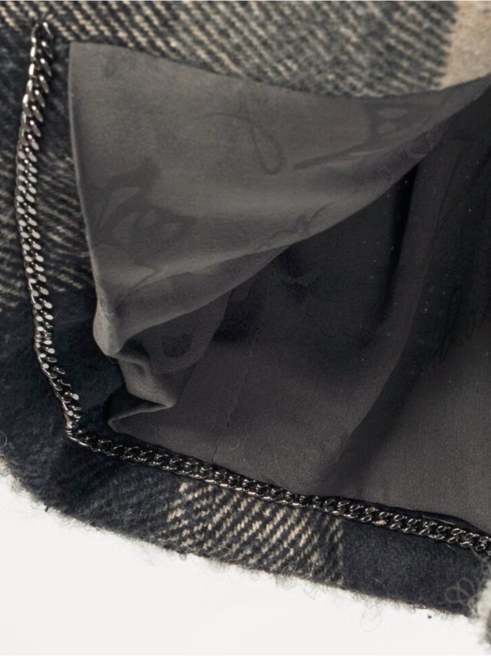 CHANEL Gray & Black Plaid Wool Blend Double-Breasted Jacket - Picture 5 of 7